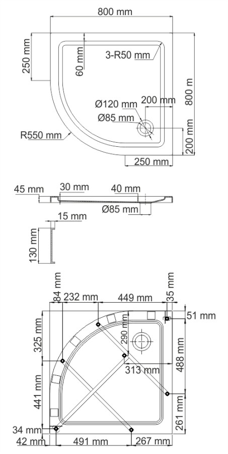 WasserKRAFT Isen 26T00 душевой поддон акриловый 80*80*17,5