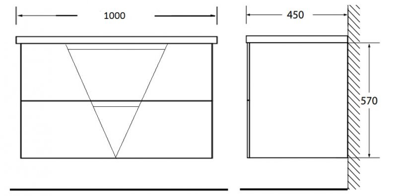 BelBagno VITTORIA-1000-2C-SO-BL 100 тумба с раковиной подвесная