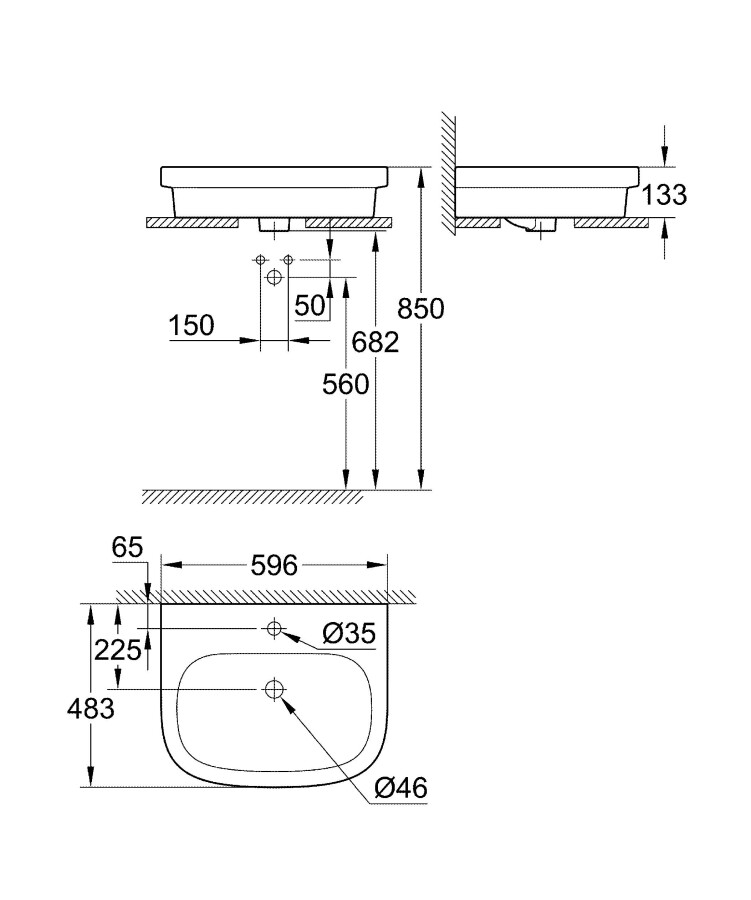 Grohe Euro Ceramic 39337000 раковина накладная 60 см альпин-белый