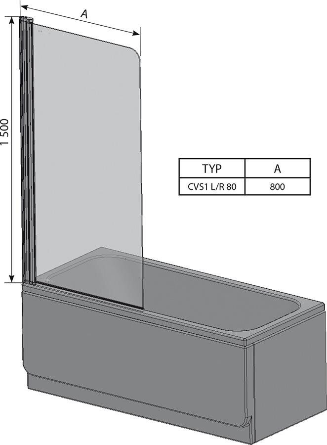 Ravak Chrome CVS1-80 R 7QR40100Z1 80*150 шторка на ванну