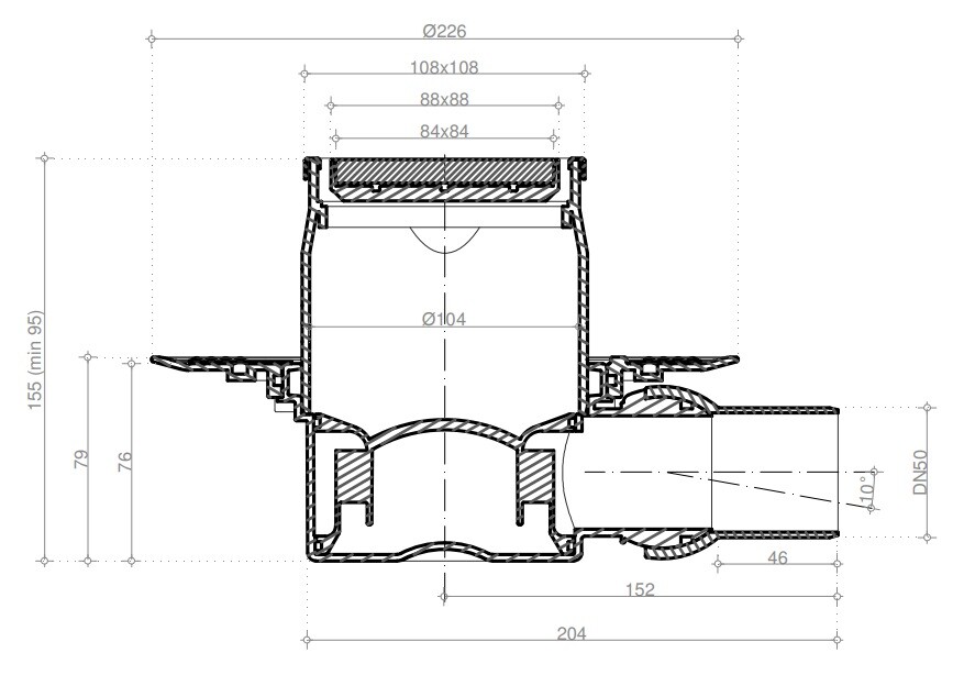 Pestan Confluo Standard 10х10 Plate 1 2in1 13702562 Душевой трап 100*100 мм