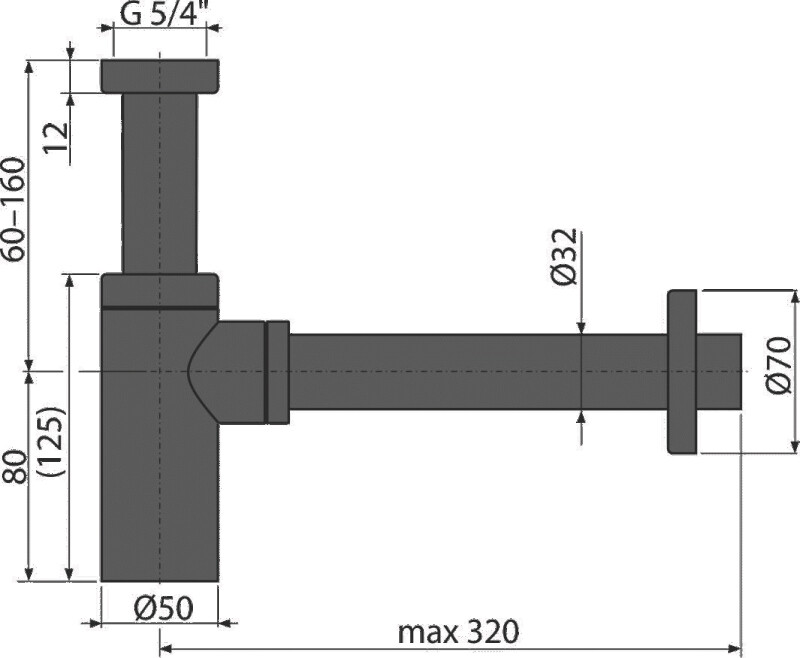 Alca Plast A400BLACK Сифон для умывальника DN32