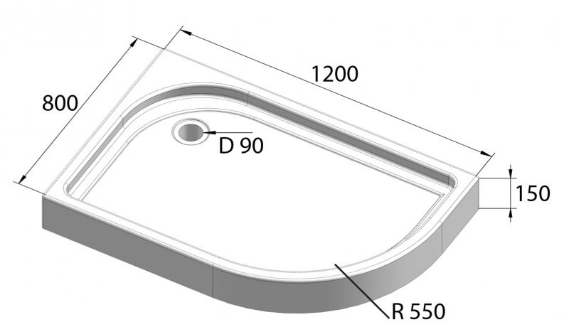 BelBagno TRAY-BB-RH-120/80-550-15-W-L 120*80*15 душевой поддон акриловый