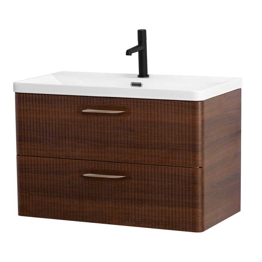 Подвесная тумба с раковиной Belbagno DUE 80 см Noce DUE-800-2C-SO-NOCE-P BB-8076-3-80