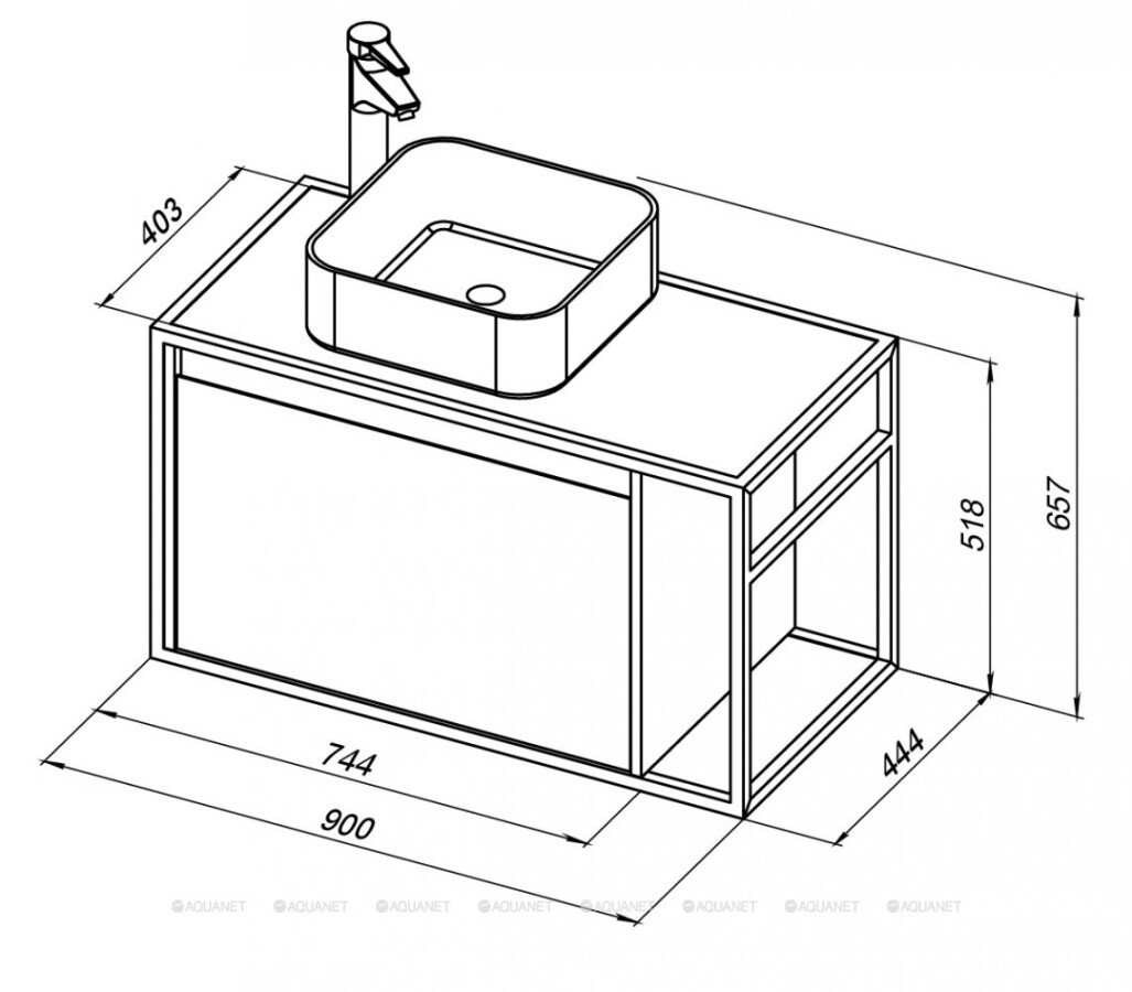 Aquanet Nova Lite Loft 90 L тумба под раковину подвесная дуб рустикальный 00261660