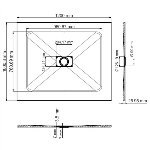 WasserKRAFT Elbe 74T10 душевой поддон стеклопластик 120*100*2,6