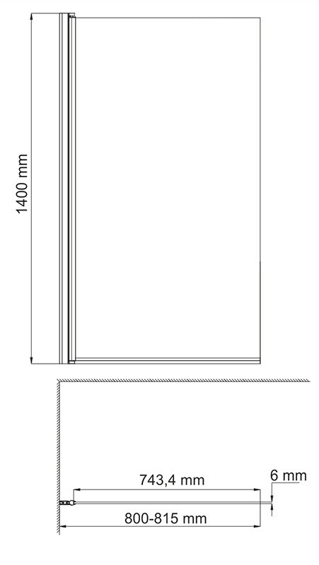 WasserKRAFT Berkel 48P01-80L Matt glass 80*140 шторка на ванну