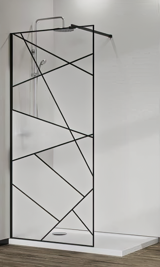 Azario Душевая перегородка Walk-in 110*195 Черный матовый AZ-271-110-MB-CGP