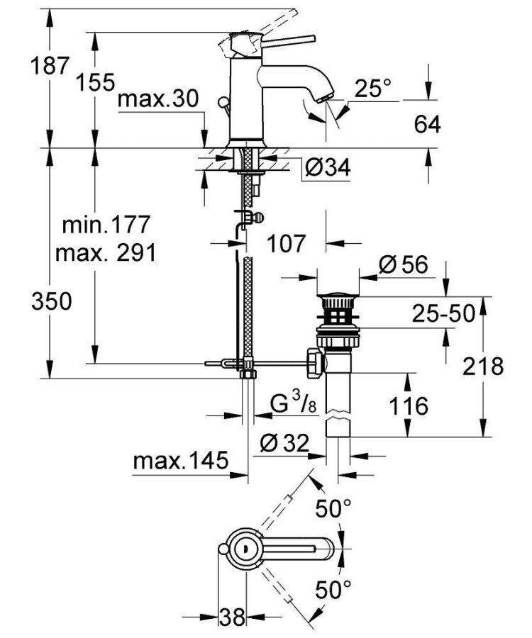 Grohe BauClassic 23161000 смеситель для раковины 28 мм