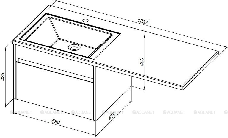 Aquanet Токио 120 R тумба с раковиной подвесная белый 00239213