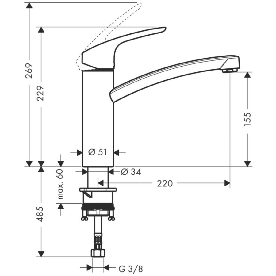 Hansgrohe Focus 31806800 смеситель для кухни сталь