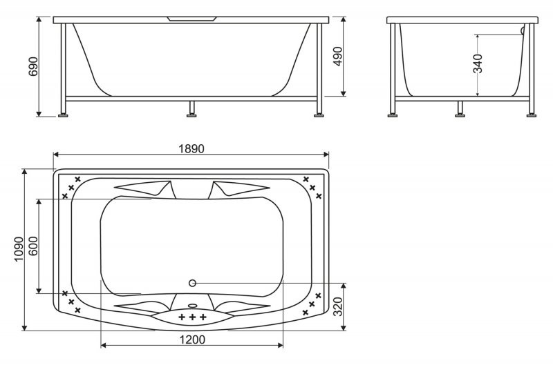 BelBagno BB105-190-110 189*109 ванна акриловая прямоугольная