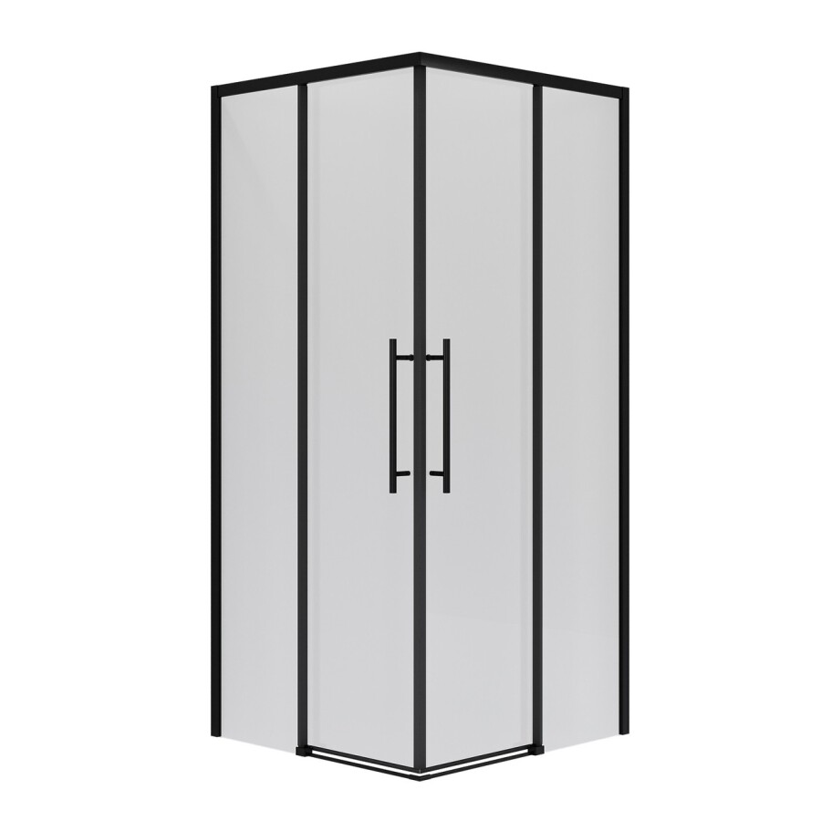 Душевое ограждение Niagara Nova NG-6824-34ВLACK (100х100х195) квадрат,черный матовый,двери раздвижные,стекло прозрачное,1 место