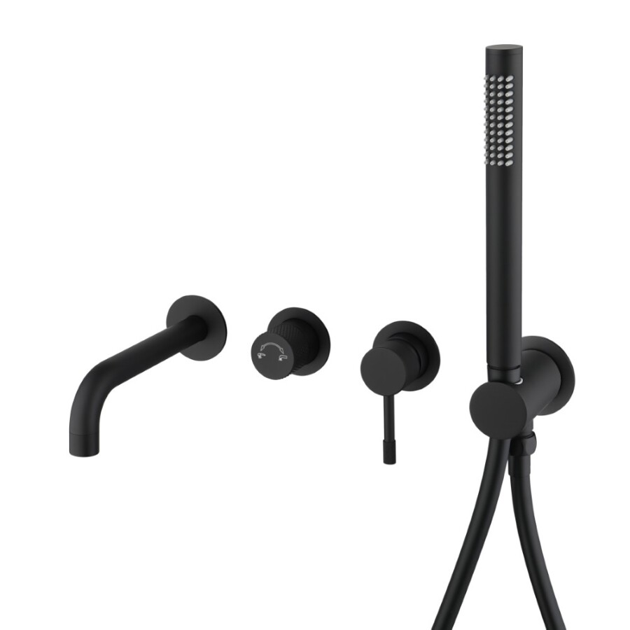 Смеситель для ванны встраиваемый Boheme Uno Черный матовый 464-3-B