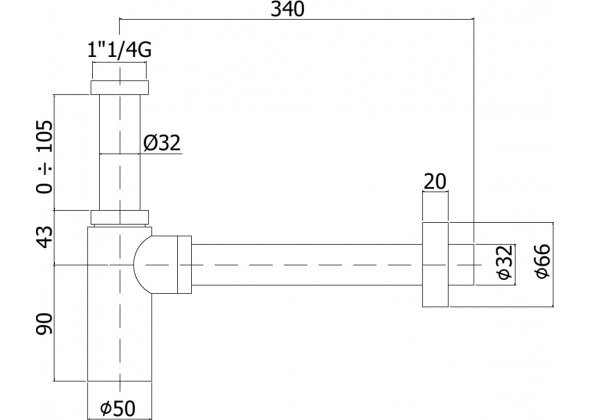 Paffoni Minimal ZACC240HG сифон для раковины медовое золото