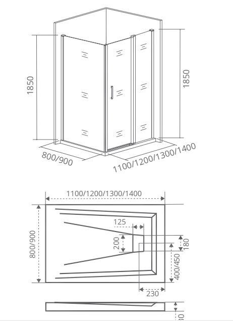 Bas JAZZ WTW-SP-140-B-BR душевой уголок 140*90*185