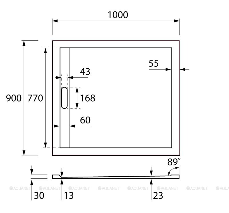 Cezares TRAY-AS-AH-100/90-30-W душевой поддон литьевой мрамор 100*90*3