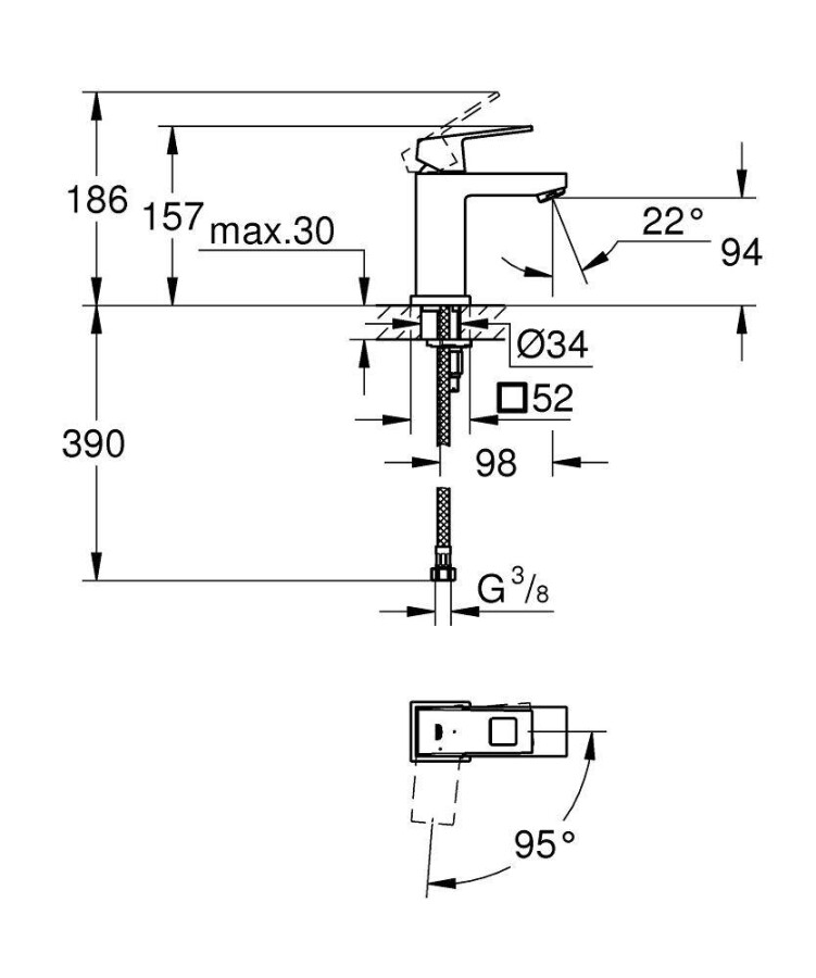 Grohe Eurocube 2339200E смеситель для раковины 28 мм