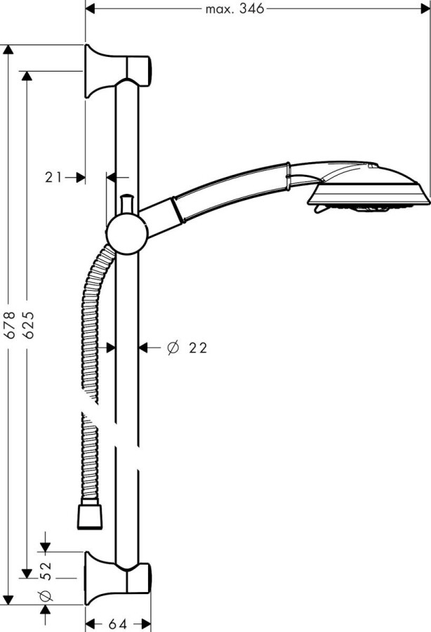 Hansgrohe 27843090 Raindance Classic Душевой набор 100 3jet с душевой штангой 65 см, хром/золото