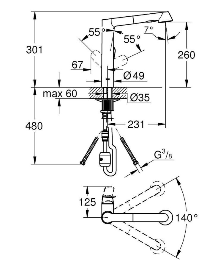 Grohe K7 32176000 смеситель для кухни хром