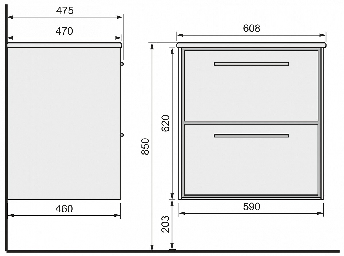 Raval Frame 60 тумба Fra.01.60/P/DS с раковиной QDR60SLWB01 подвесная, дуб сонома