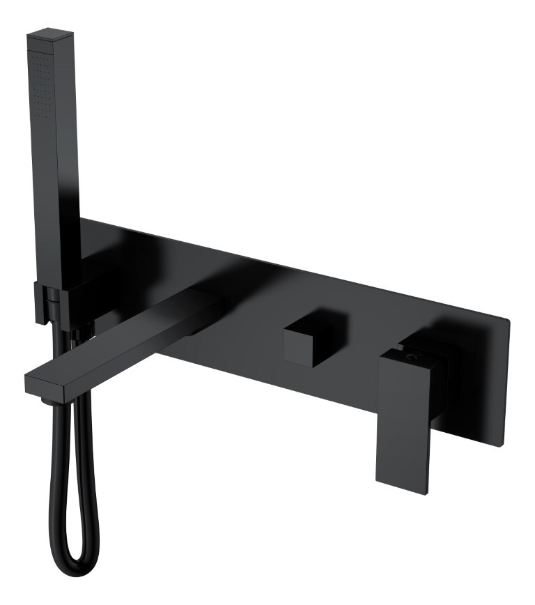 Смеситель для ванны с душевым гарнитуром Boheme Qubic Matt Black 474-2-B