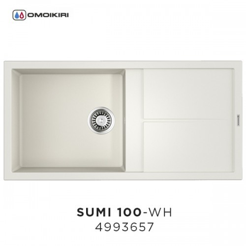 Omoikiri Sumi 100-WH 4993657 кухонная мойка тetogranit белый 100х50 см