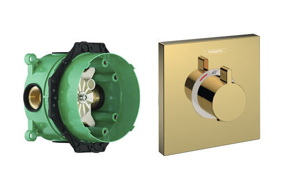 Hansgrohe 15760990S Set HG Select Highflow термостатический смеситель для душа (15760990+01800180) полированное золото