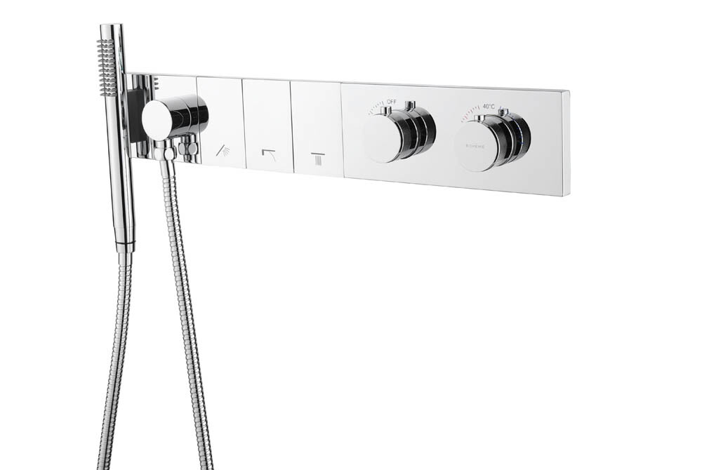 Термостатический смеситель встраиваемый с ручным душем Boheme Zodiac Thermo Chrome 133-SYS-CR