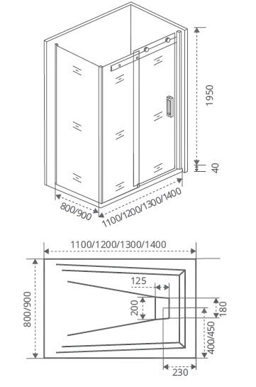 Bas Galaxy WTW+SP B душевой уголок 120*90*195