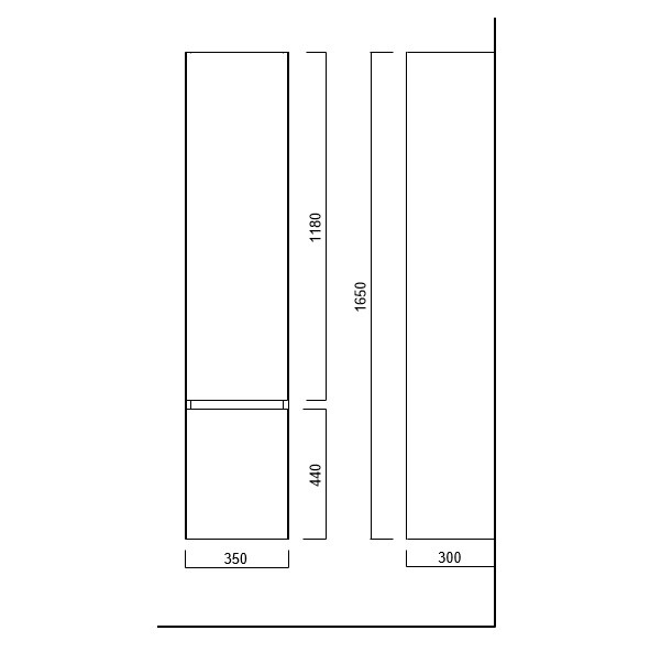 Kerama Marazzi Cubo Лимо 165 CU.165rhLIM шкаф-пенал подвесной, правый, бежевый