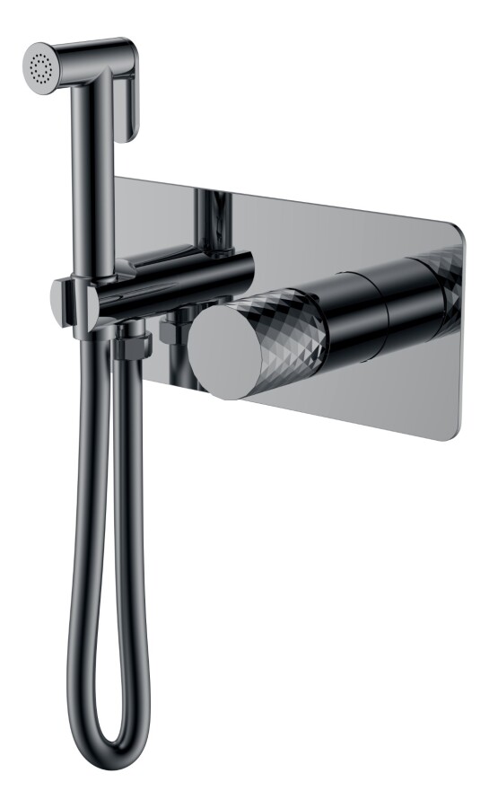 Гигиенический душ со смесителем Boheme Stick ручка Diamond Shine Gun Metal 127-SGM