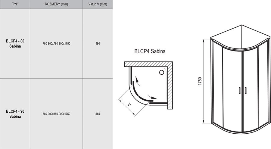 Ravak Blix BLCP4-90 Sabina 3B270C40Z1 душевое ограждение 90*90*175