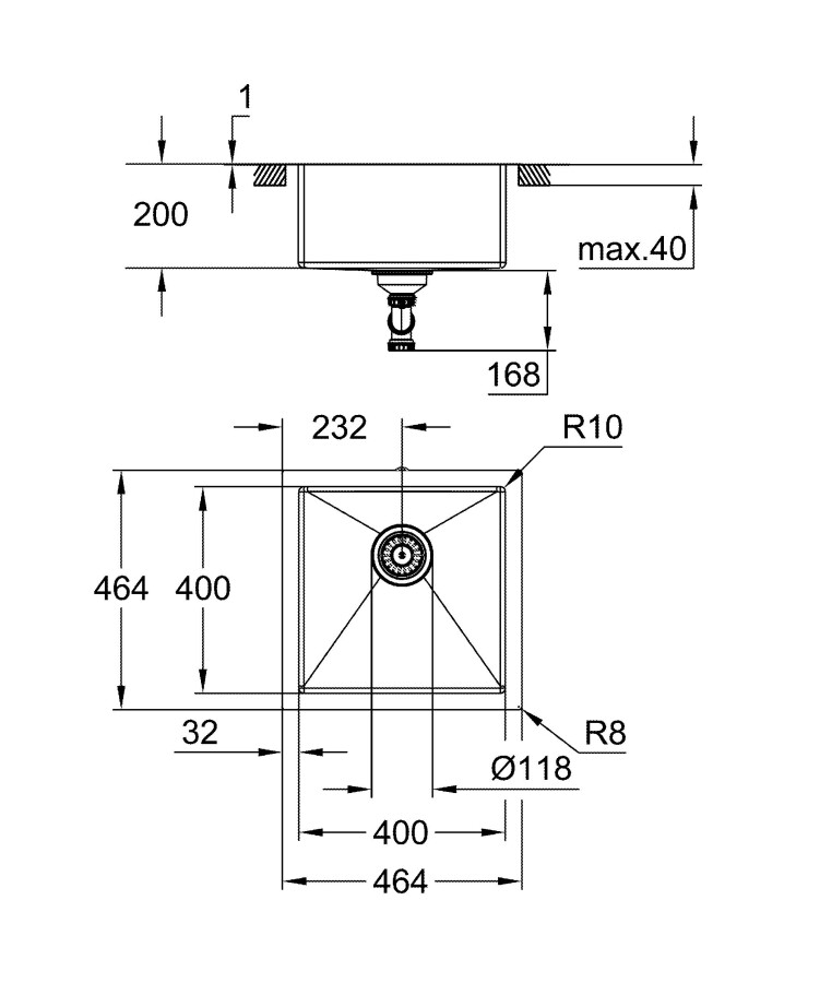 Grohe K700 45-S 46.4*46.4 31578SD1 мойка кухонная