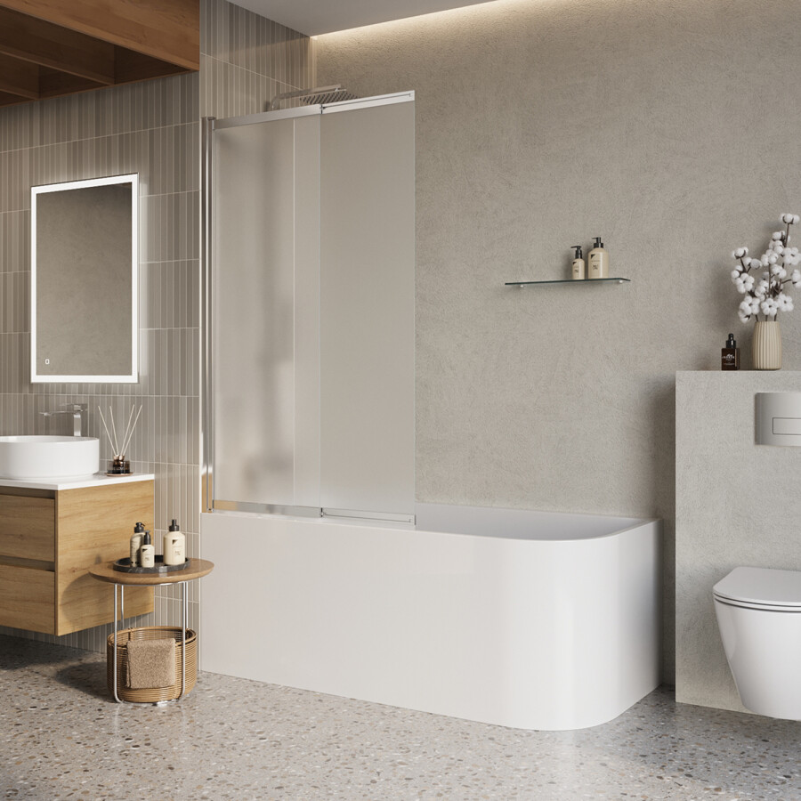 Шторка на ванну BelBagno LUCE-VF-11-90/145-P-Cr