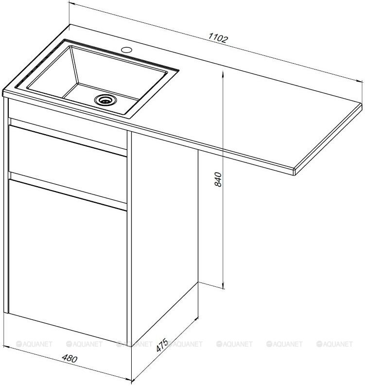 Aquanet Токио 110 R тумба с раковиной напольная белый 00239299