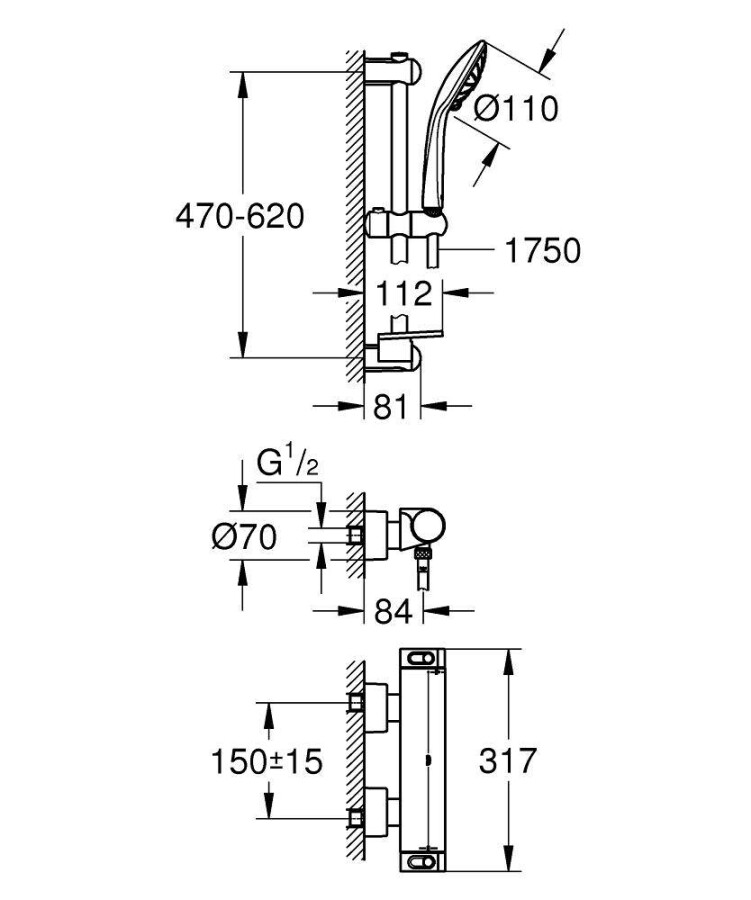 Grohe Grohtherm 2000 34195001 смеситель для душа хром