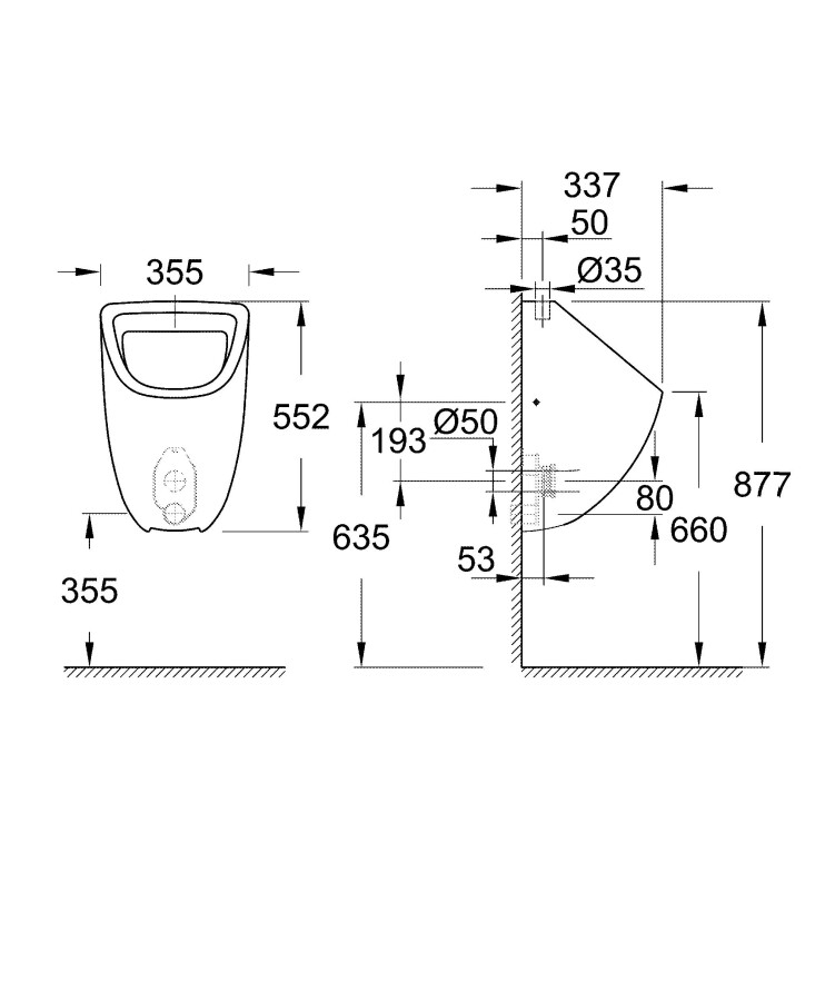 Grohe Bau Ceramic 39439000 писсуар верхний подвод