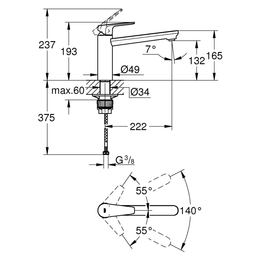 Grohe BauEdge 31693000 смеситель для кухни хром