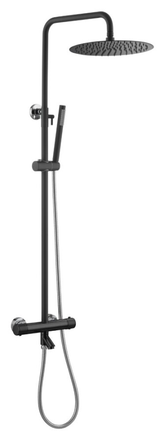 Душевая стойка Boheme Uno с термостатом Черный / Хром 468-T-BCR