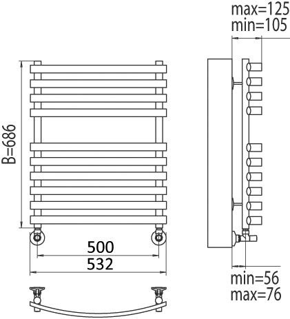 Terminus Капри П10 полотенцесушитель водяной 500*686