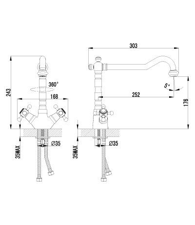 Lemark LM2805B Винтаж смеситель для кухни бронза