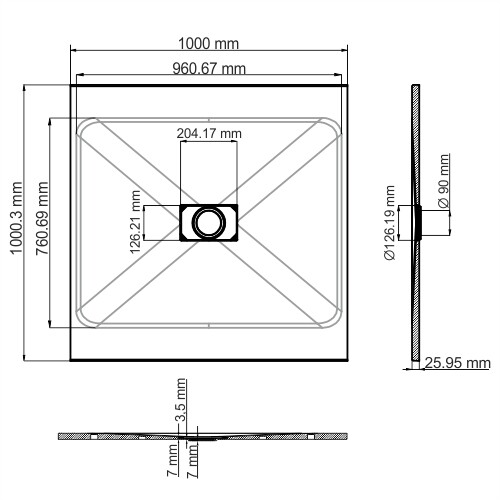 WasserKRAFT Elbe 74T19 душевой поддон стеклопластик 100*100*2,6