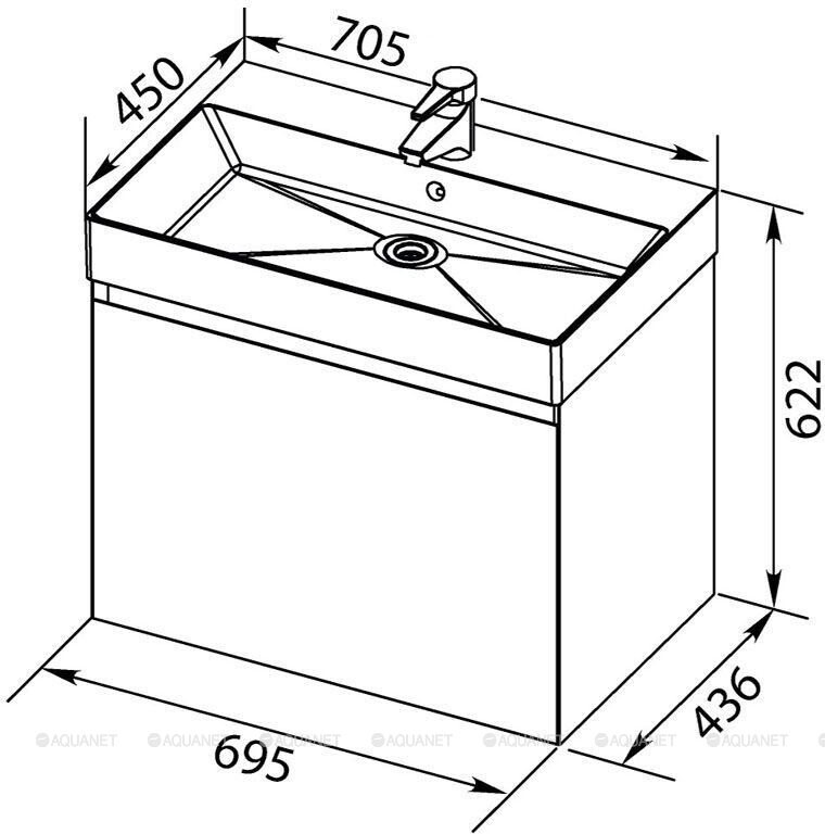 Aquanet Нью-Йорк 70 тумба с раковиной подвесная орех 00213935