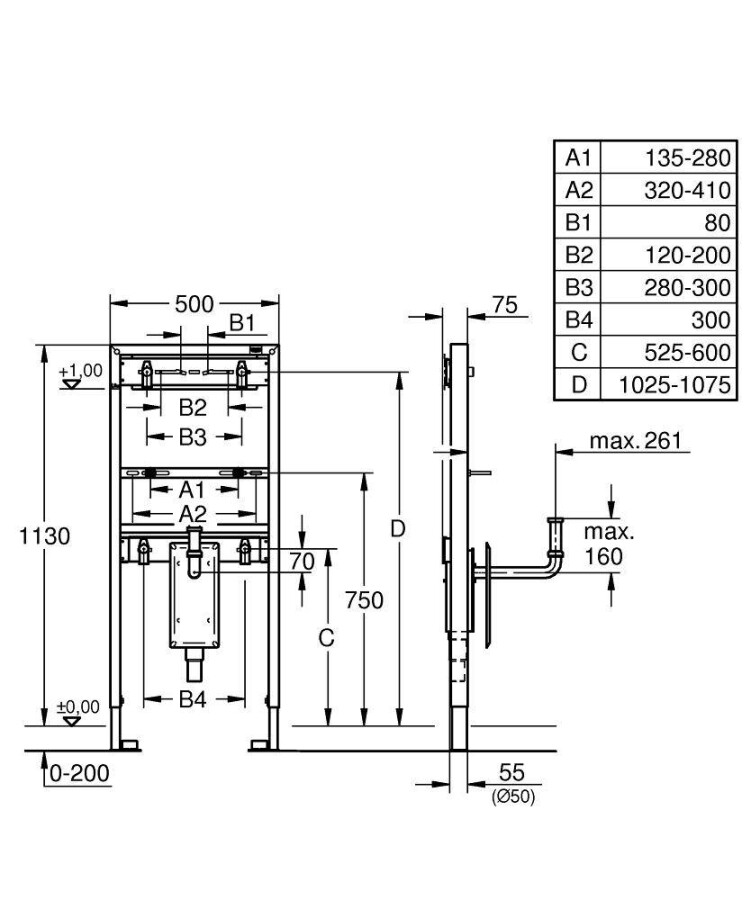 Grohe Rapid SL 38625001 инсталляция для раковины