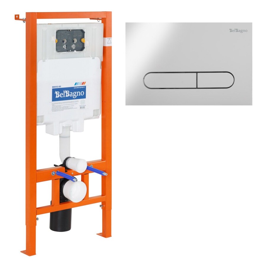 BB002-80/BB005-PR-CHROME Система инсталляции для подвесных унитазов BelBagno BB002-80 с кнопкой смыва BB005-PR-CHROME