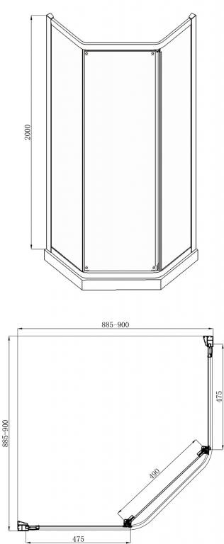 Bravat Line BS090.6115A душевое ограждение 90*90*200