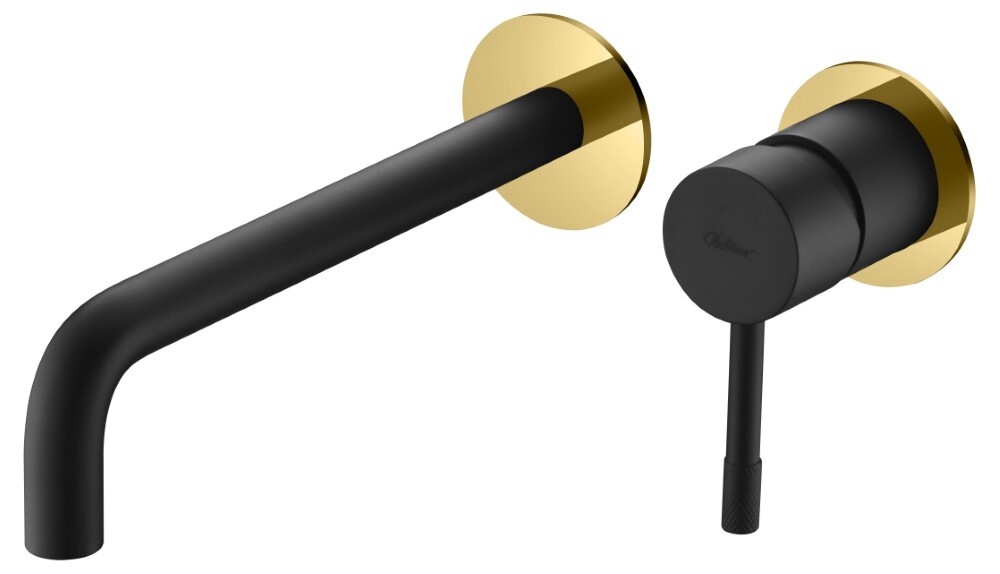 Смеситель для раковины из стены Boheme Uno Черный / Золото 465-BG