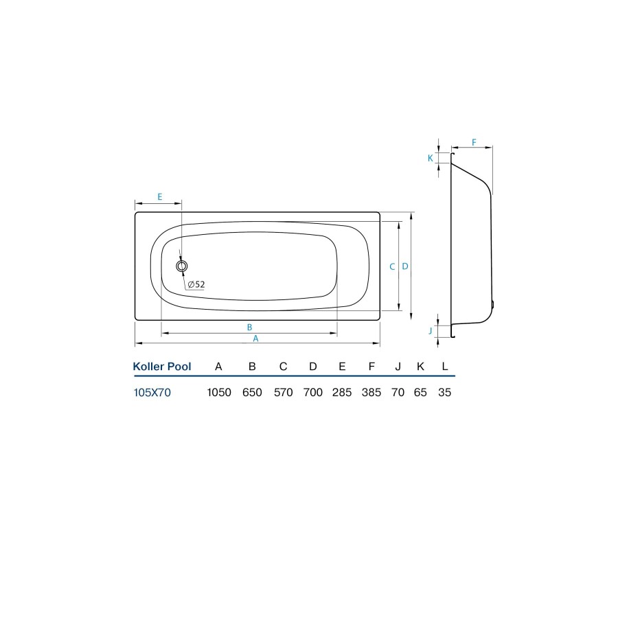 Koller Pool 105*70E ванна стальная 71 484