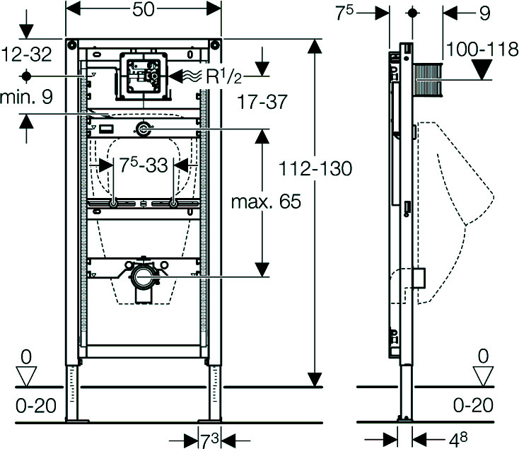 Geberit Duofix 111.616.00.1 инсталляция для писсуара